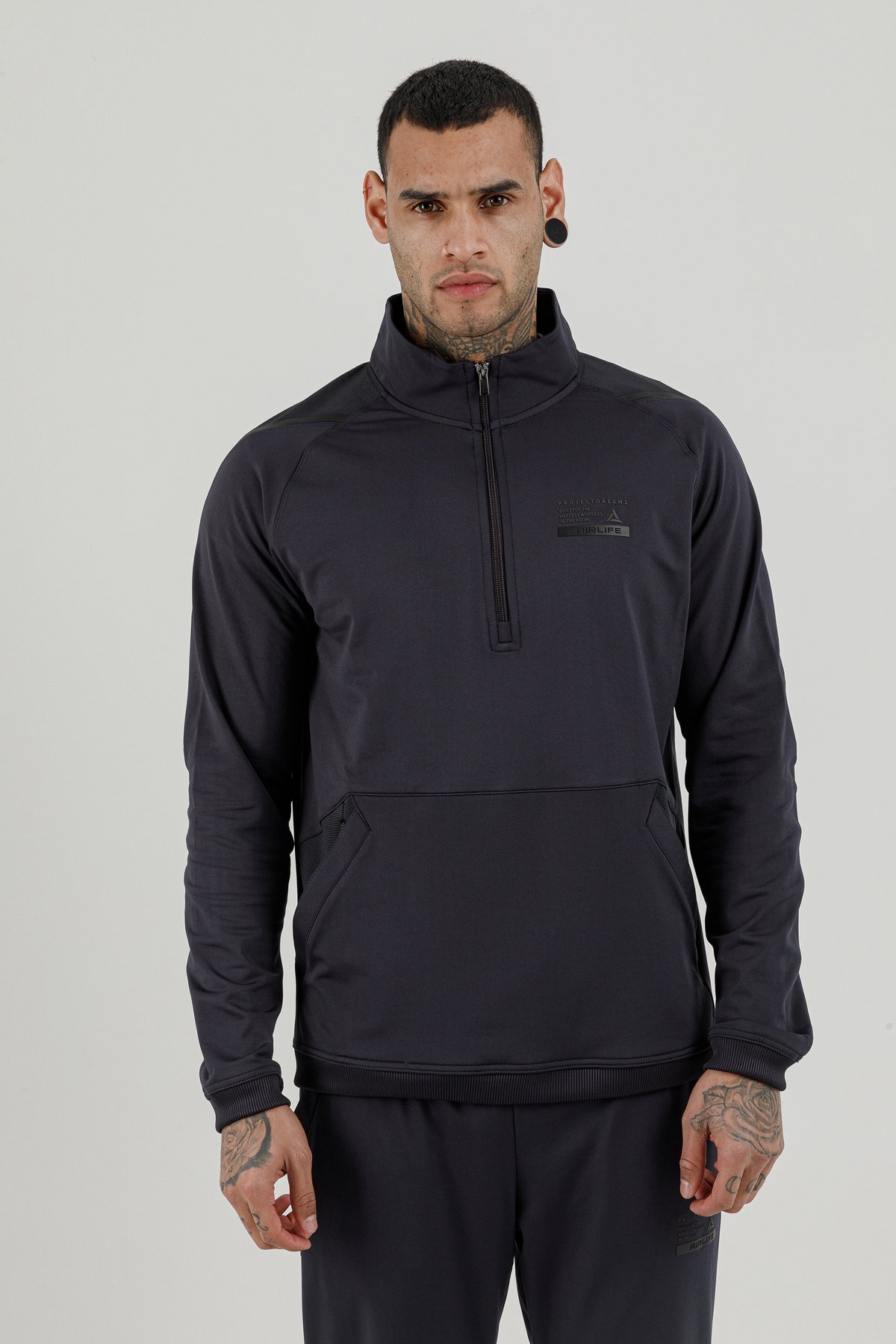 Yarım Fermuarlı Erkek Dik Yaka Sweatshirt - 180001-M.02