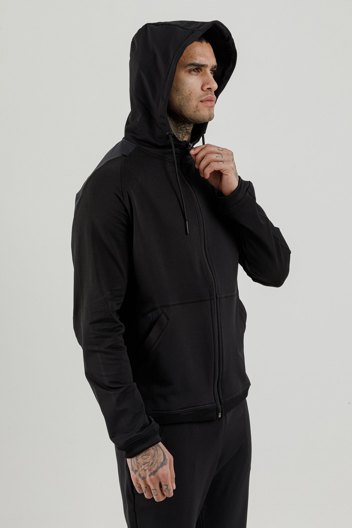 Tam Boy Fermuarlı Erkek Kapüşonlu Sweatshirt - 180002-M.02