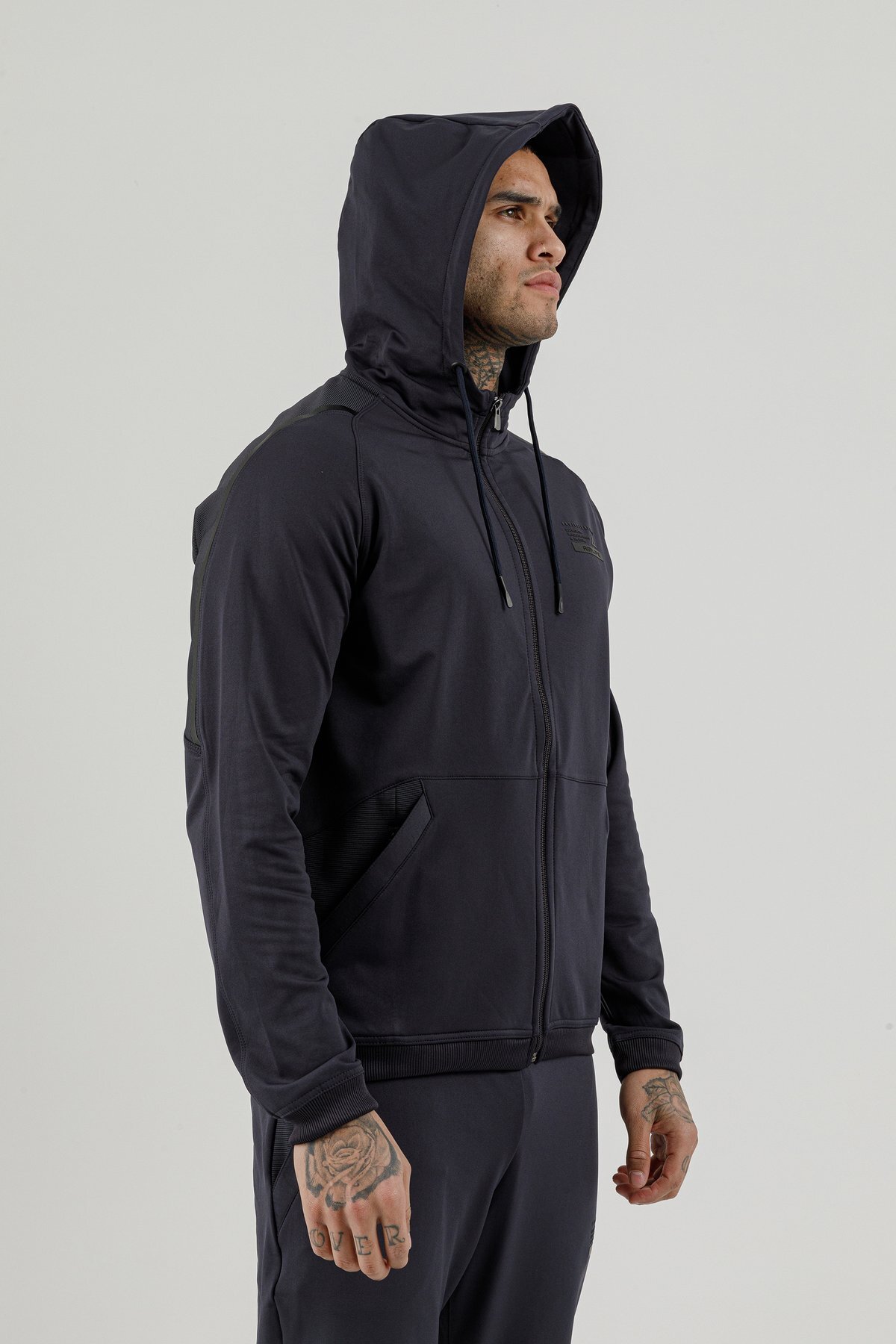 Tam Boy Fermuarlı Erkek Kapüşonlu Sweatshirt - 180002-M.02