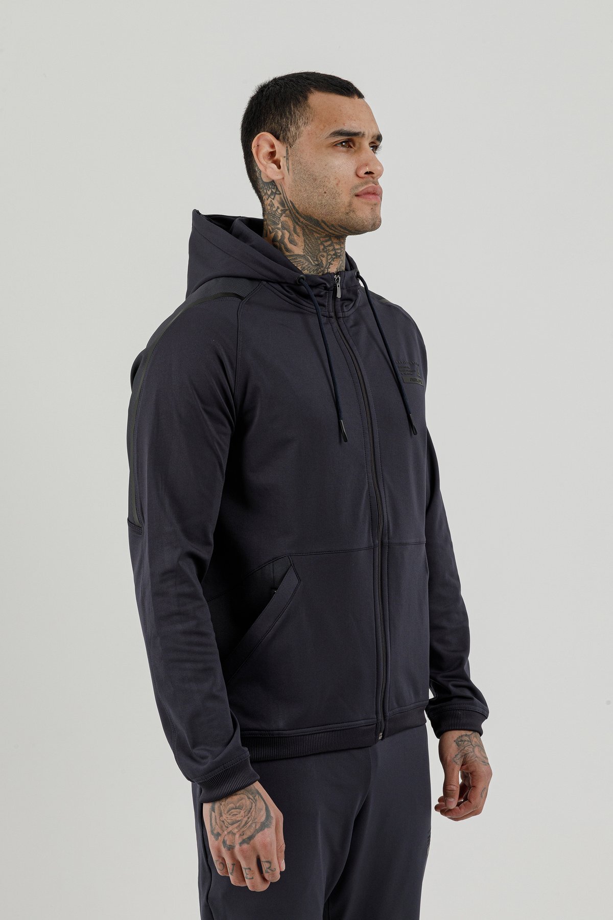 Tam Boy Fermuarlı Erkek Kapüşonlu Sweatshirt - 180002-M.02