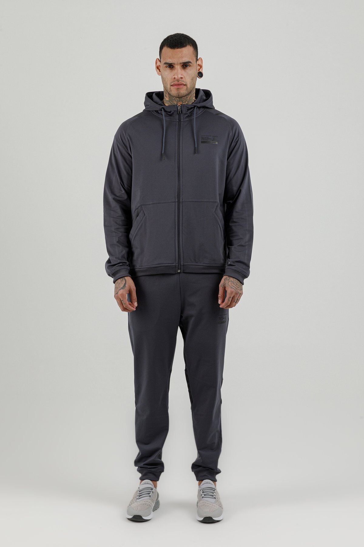 Tam Boy Fermuarlı Erkek Kapüşonlu Sweatshirt - 180002-M.02