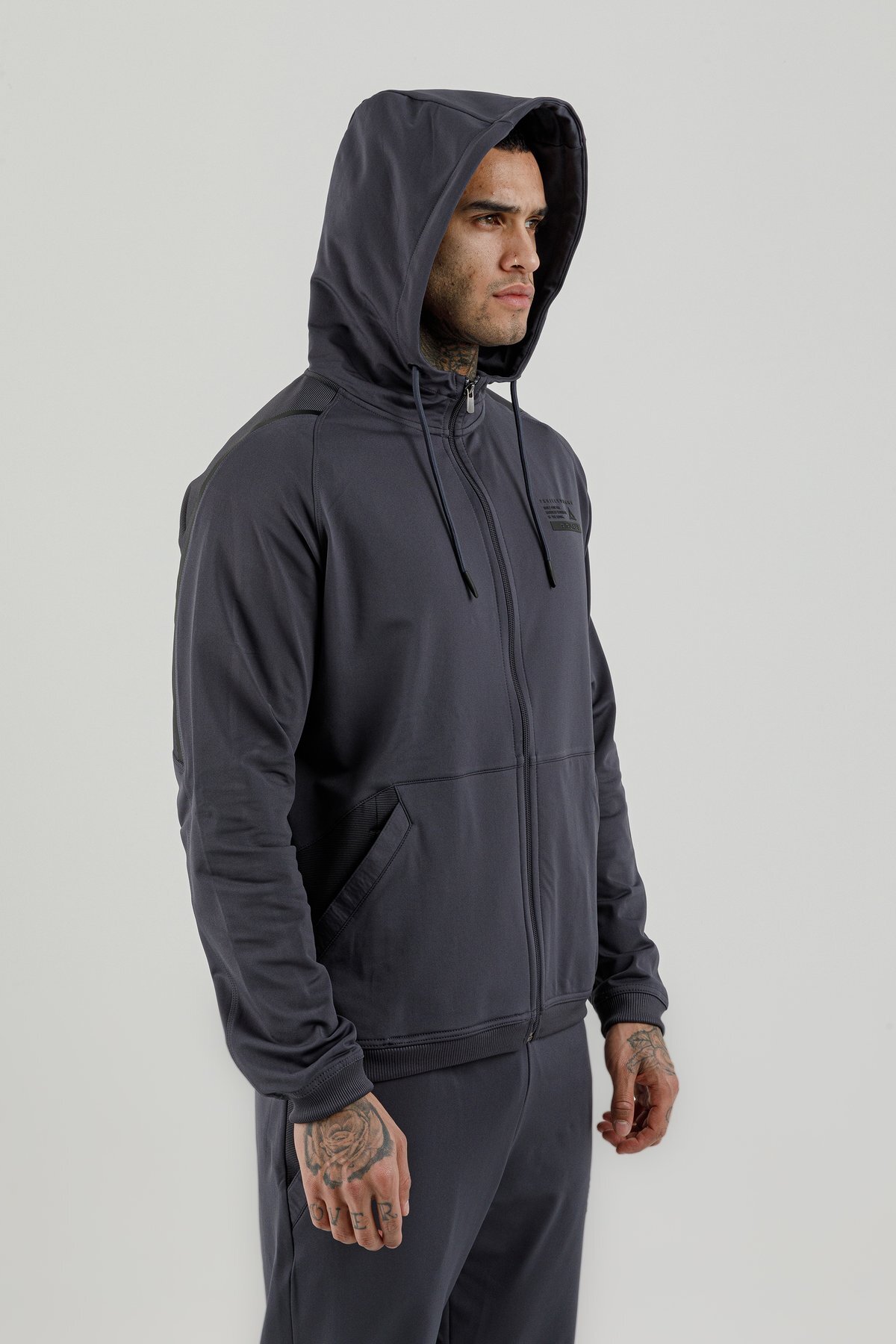 Tam Boy Fermuarlı Erkek Kapüşonlu Sweatshirt - 180002-M.02