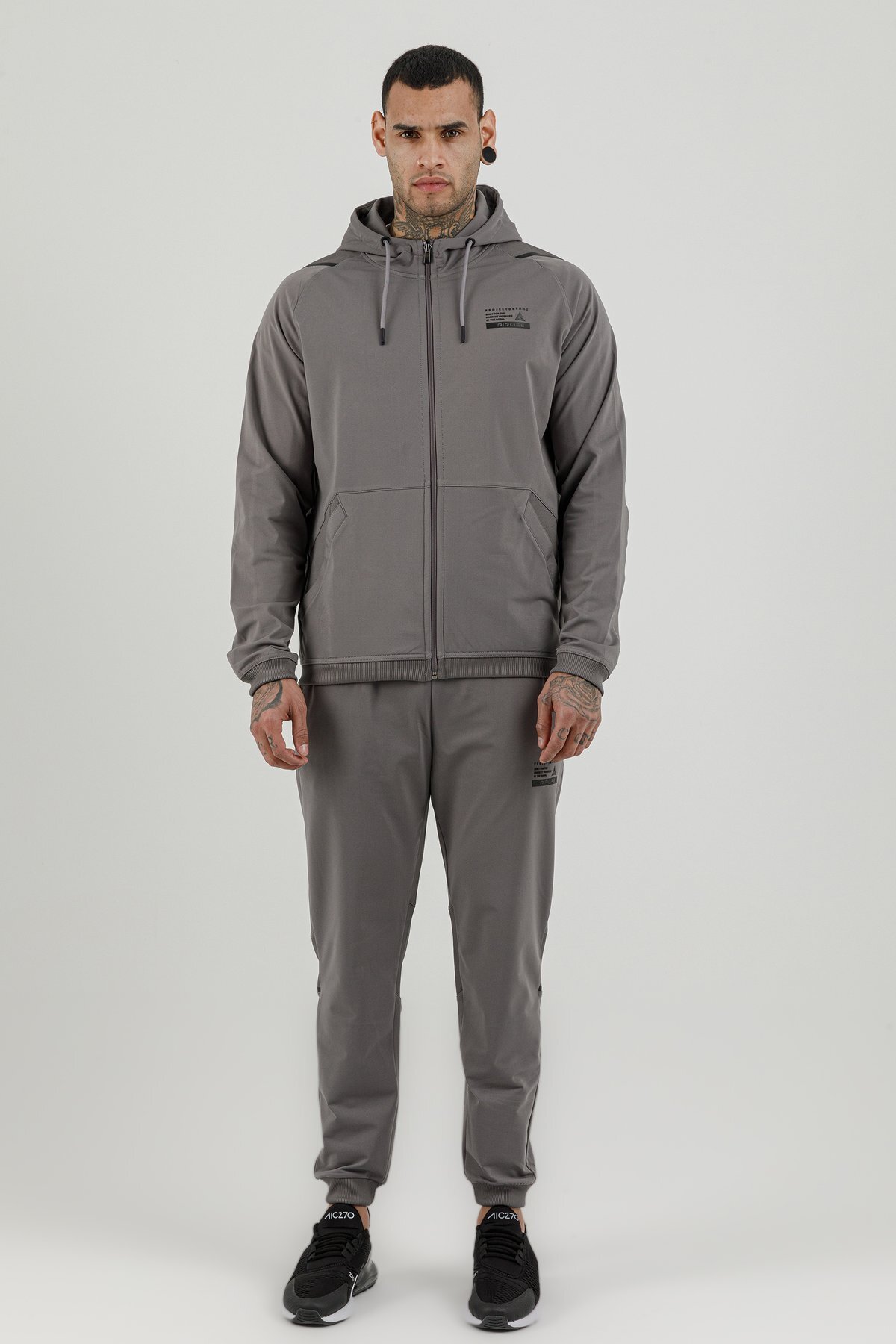 Tam Boy Fermuarlı Erkek Kapüşonlu Sweatshirt - 180002-M.02