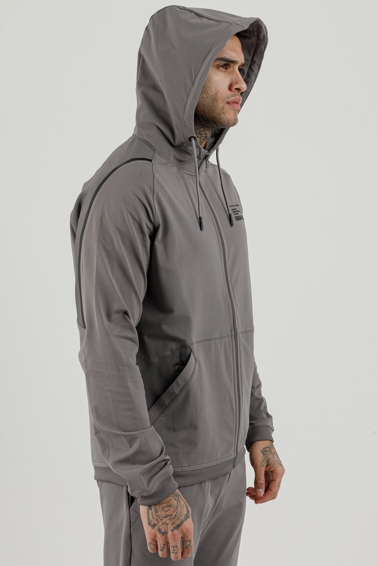 Tam Boy Fermuarlı Erkek Kapüşonlu Sweatshirt - 180002-M.02