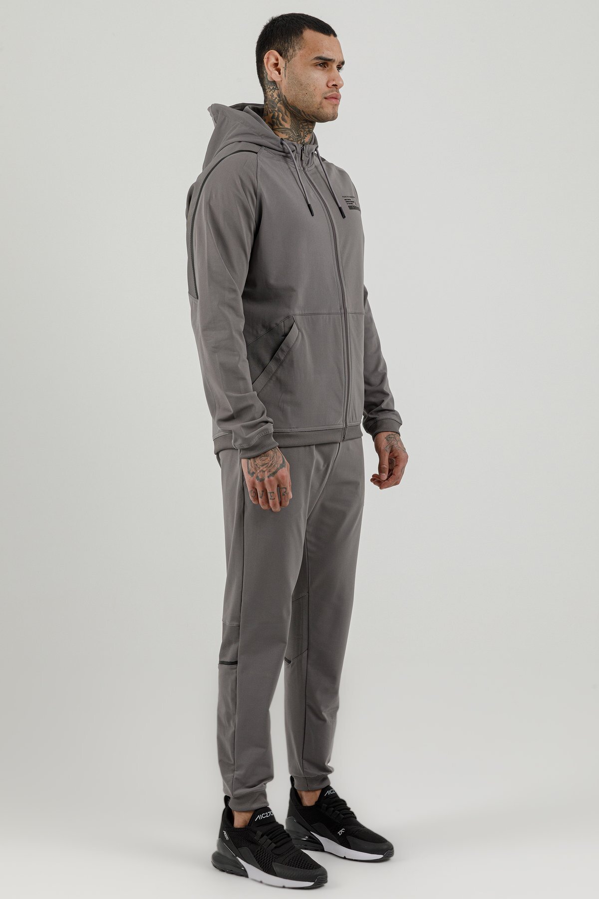Tam Boy Fermuarlı Erkek Kapüşonlu Sweatshirt - 180002-M.02