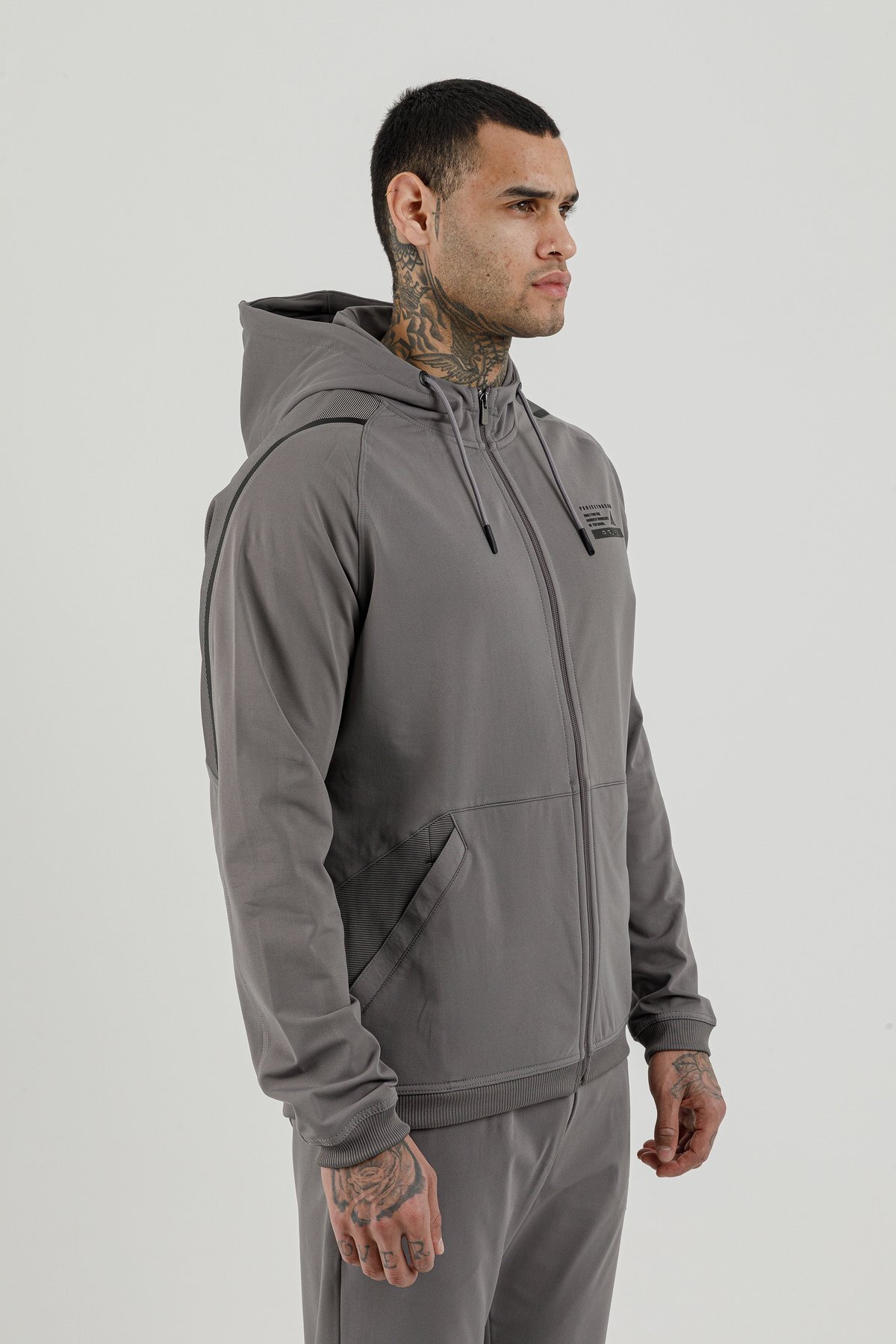Tam Boy Fermuarlı Erkek Kapüşonlu Sweatshirt - 180002-M.02