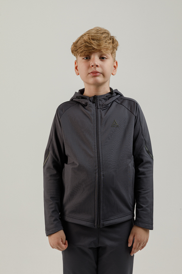 Tam Boy Fermuarlı Genç Çocuk (Erkek) Kapüşonlu Sweatshirt - 180009-M.01