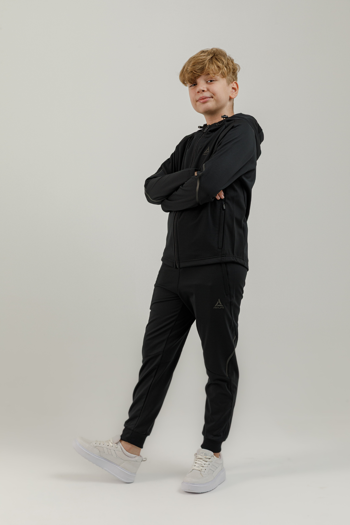 Tam Boy Fermuarlı Genç Çocuk (Erkek) Kapüşonlu Sweatshirt - 180009-M.01
