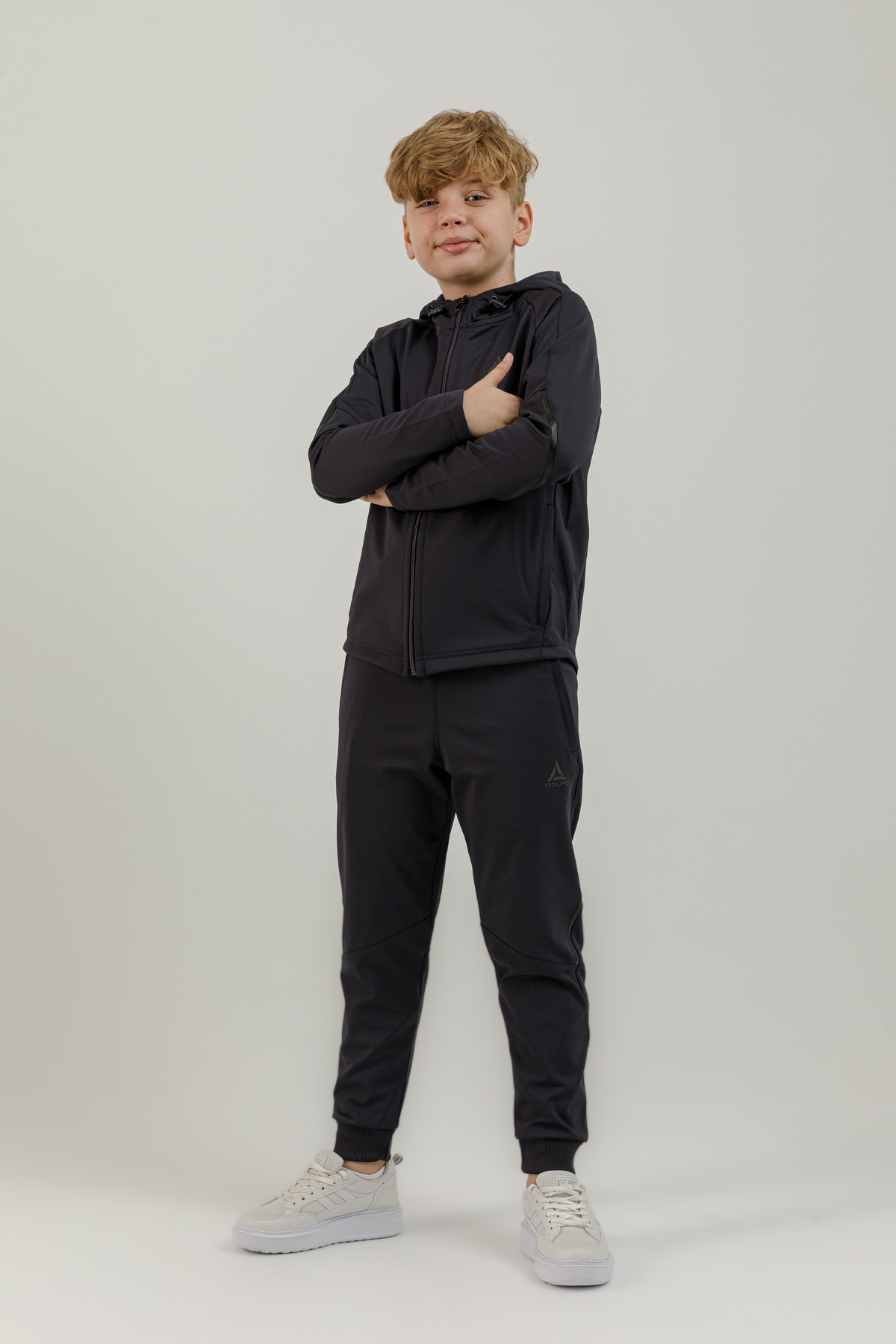 Tam Boy Fermuarlı Genç Çocuk (Erkek) Kapüşonlu Sweatshirt - 180009-M.01