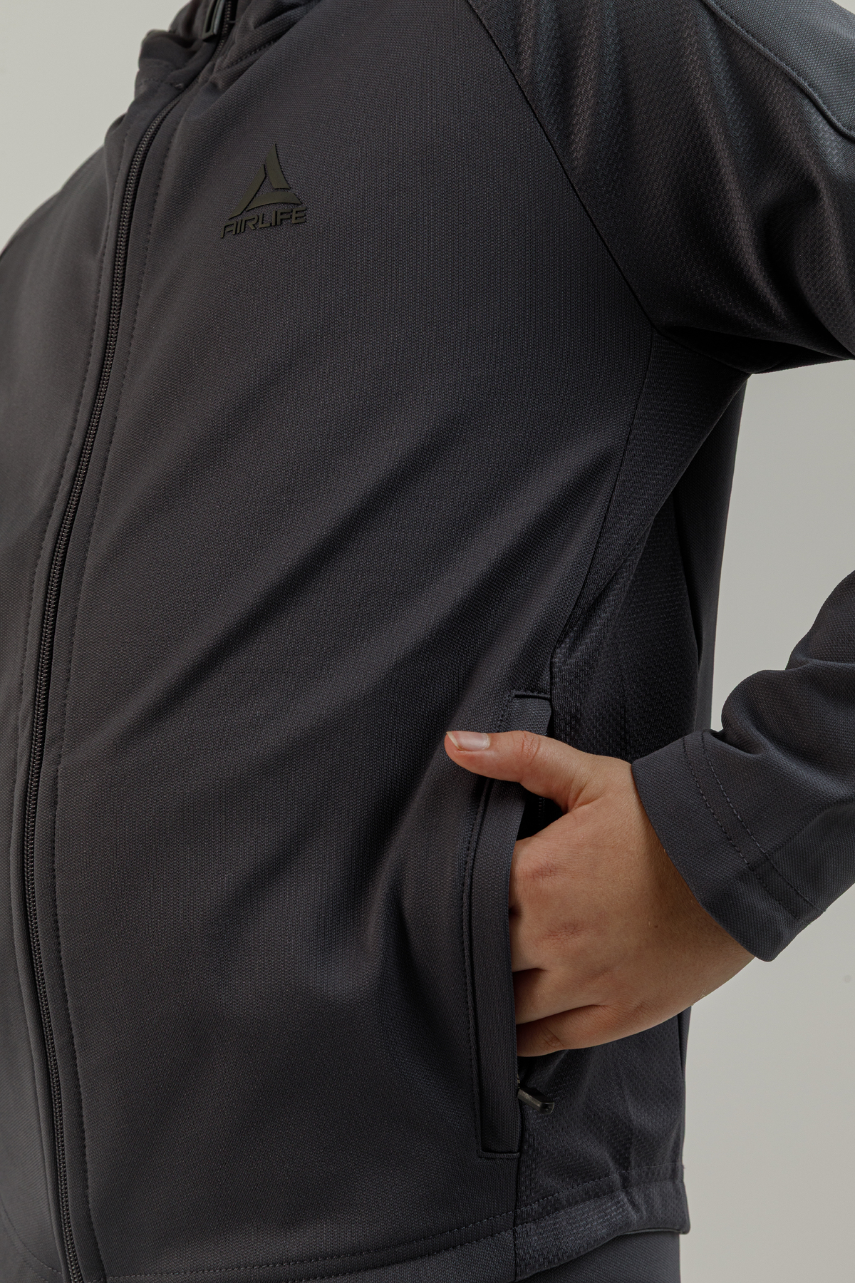 Tam Boy Fermuarlı Genç Çocuk (Erkek) Kapüşonlu Sweatshirt - 180009-M.01