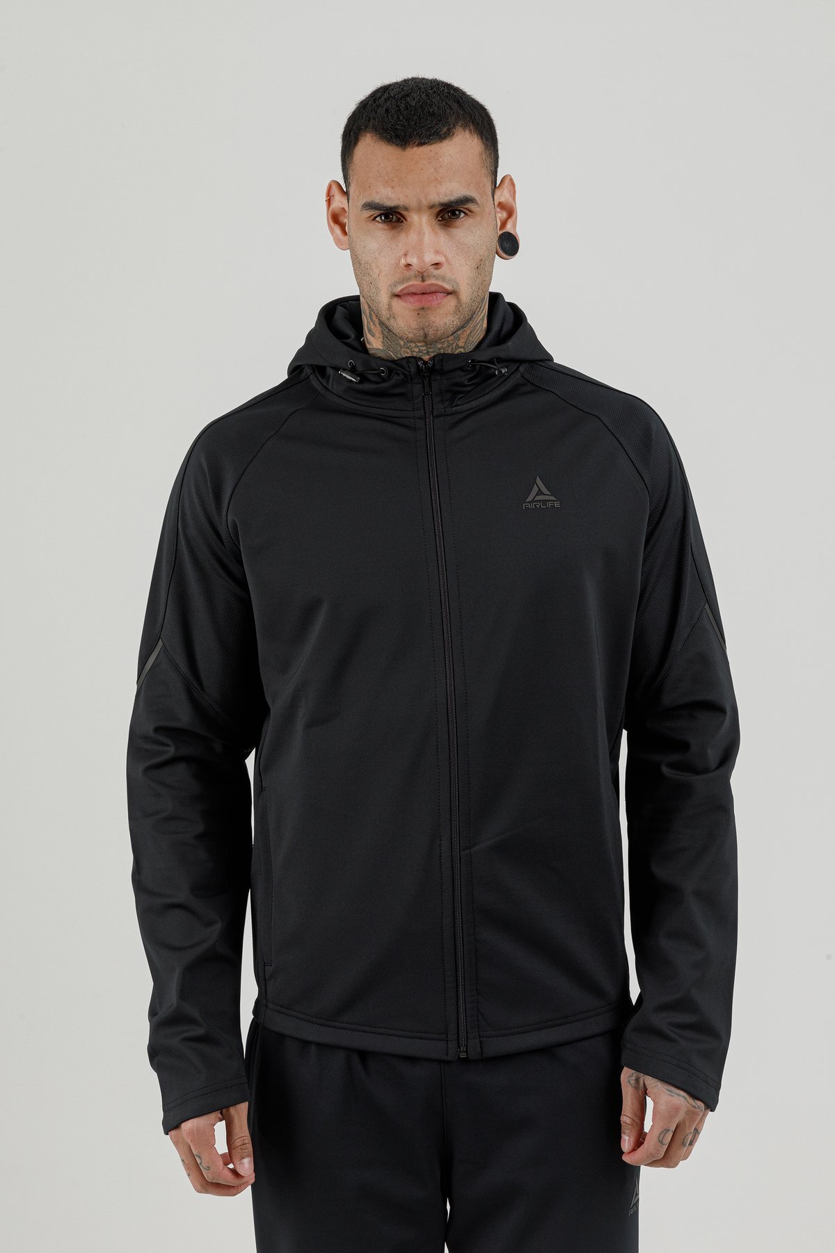 Tam Boy Fermuarlı Erkek Kapüşonlu Sweatshirt - 180006-M.02