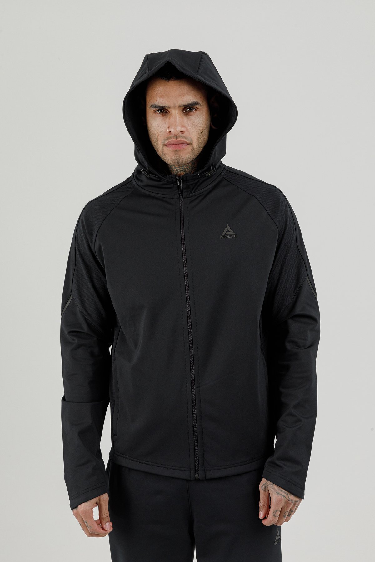 Tam Boy Fermuarlı Erkek Kapüşonlu Sweatshirt - 180006-M.02