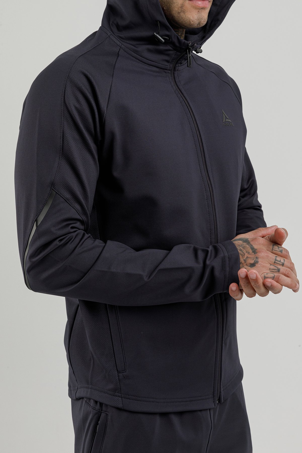 Tam Boy Fermuarlı Erkek Kapüşonlu Sweatshirt - 180006-M.02