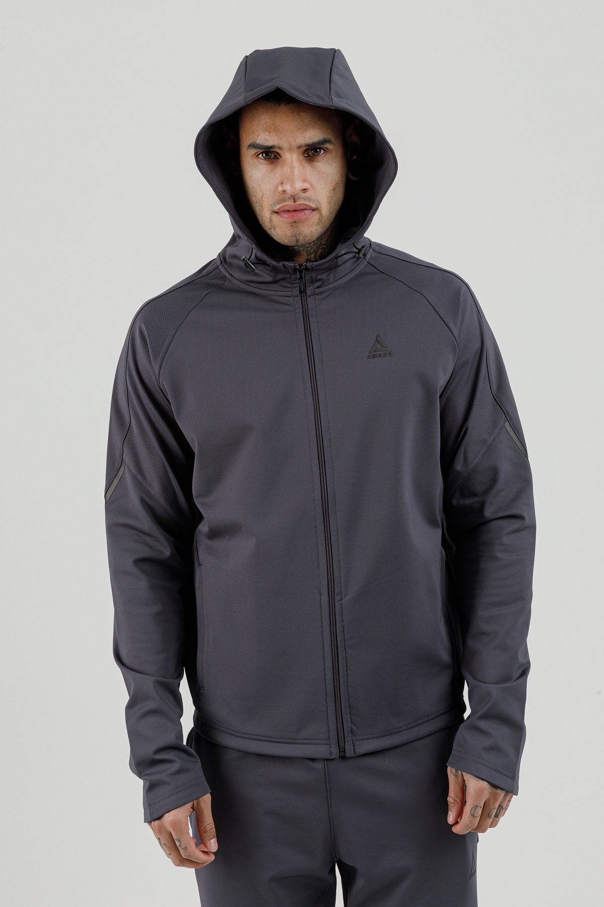 Tam Boy Fermuarlı Erkek Kapüşonlu Sweatshirt - 180006-M.02