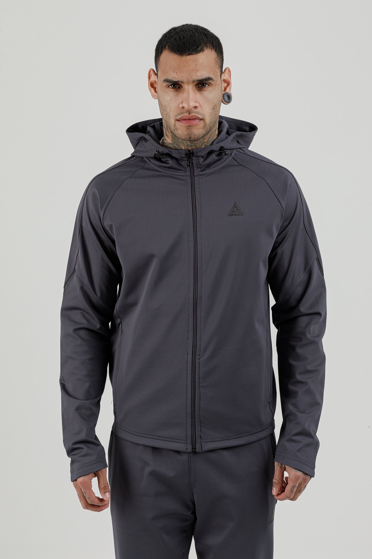 Tam Boy Fermuarlı Erkek Kapüşonlu Sweatshirt - 180006-M.02