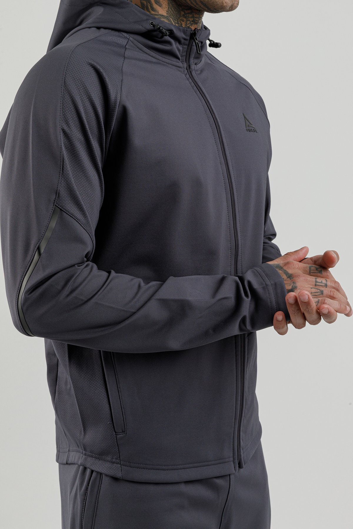 Tam Boy Fermuarlı Erkek Kapüşonlu Sweatshirt - 180006-M.02