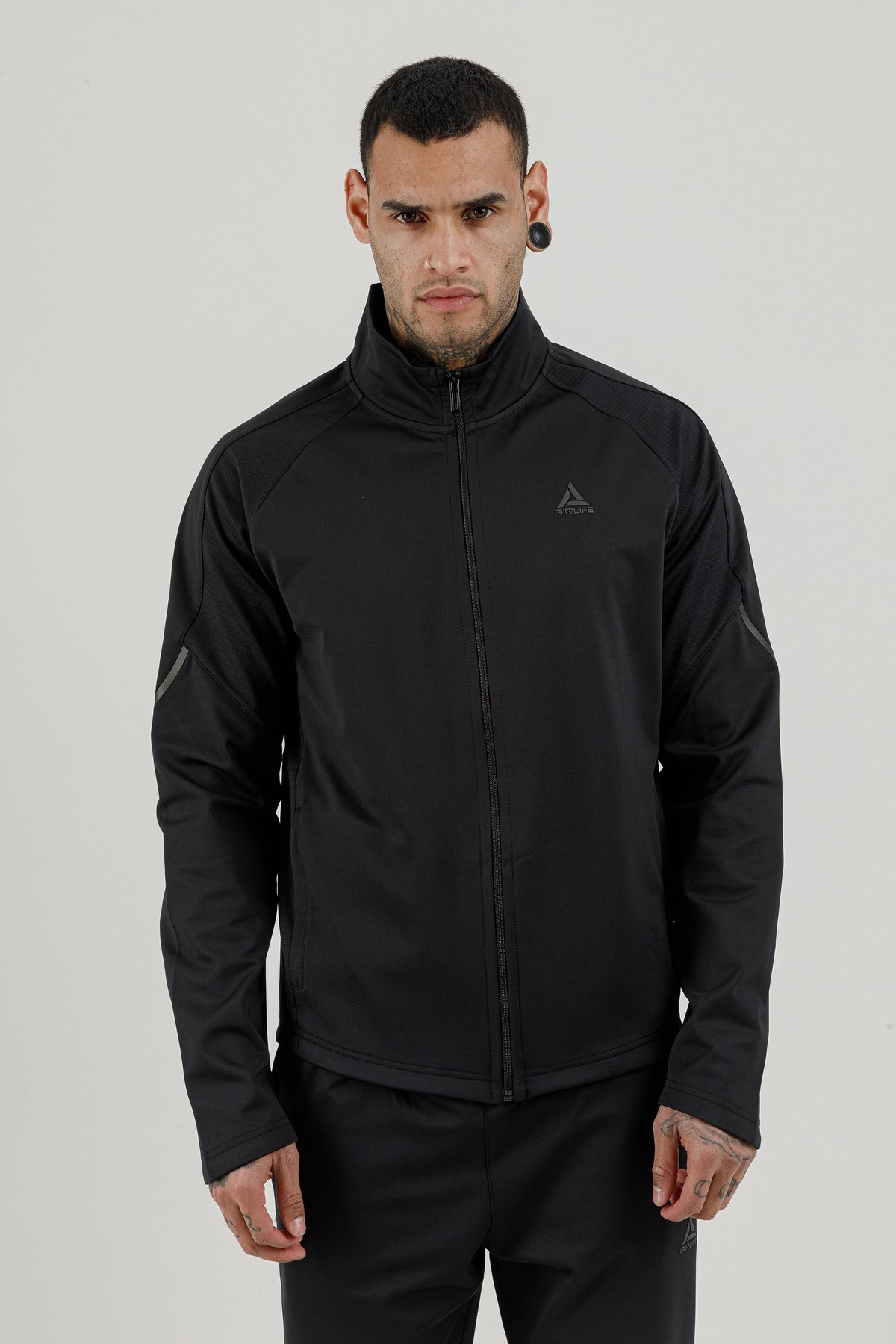 Tam Boy Fermuarlı Erkek Dik Yaka Sweatshirt - 180007-M.02
