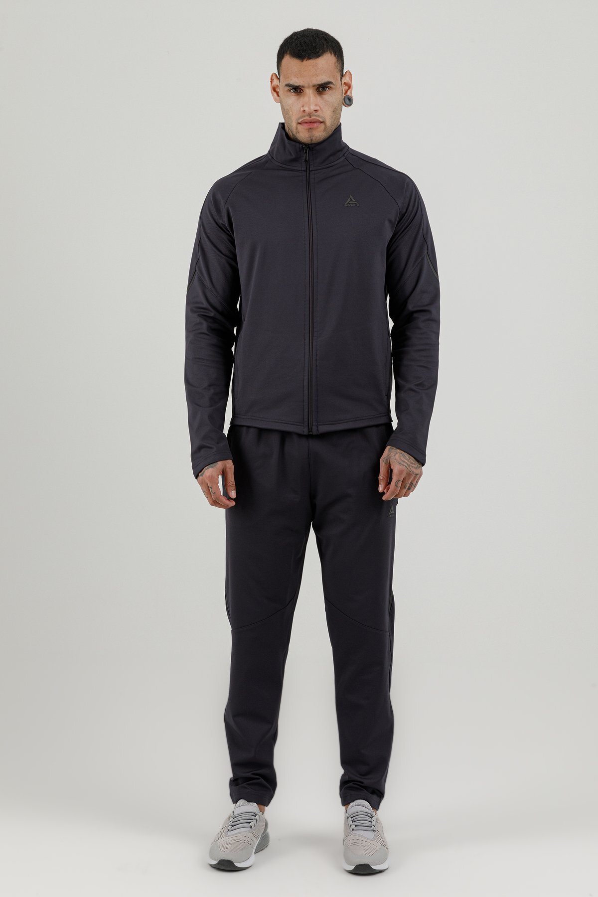 Tam Boy Fermuarlı Erkek Dik Yaka Sweatshirt - 180007-M.02