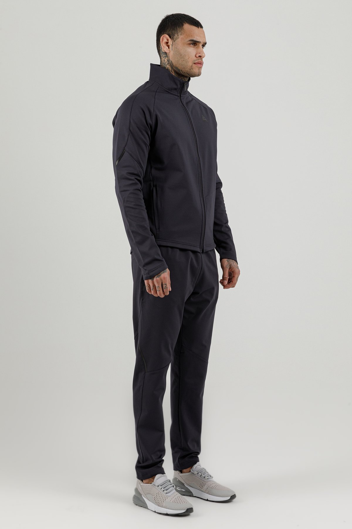 Tam Boy Fermuarlı Erkek Dik Yaka Sweatshirt - 180007-M.02
