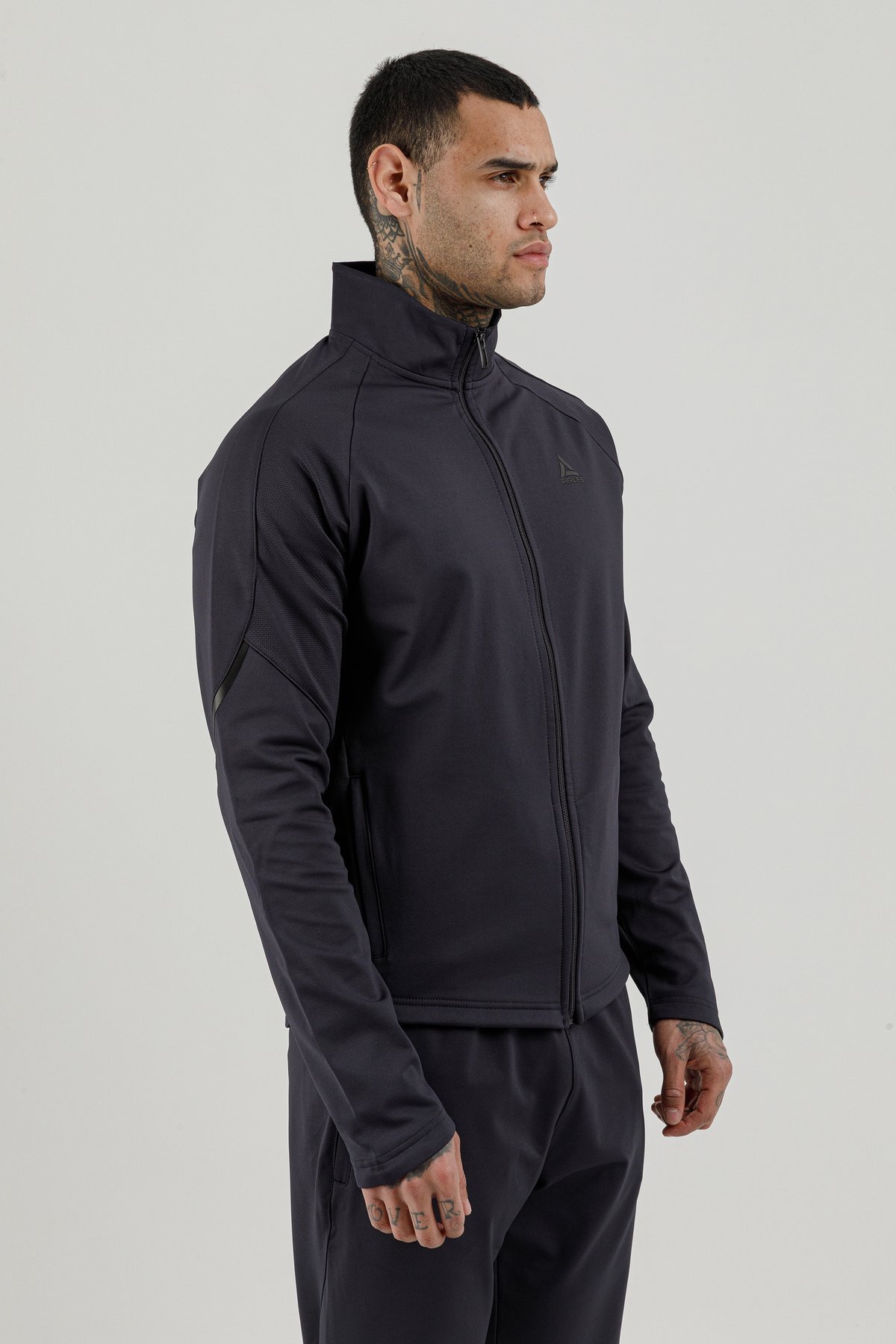 Tam Boy Fermuarlı Erkek Dik Yaka Sweatshirt - 180007-M.02