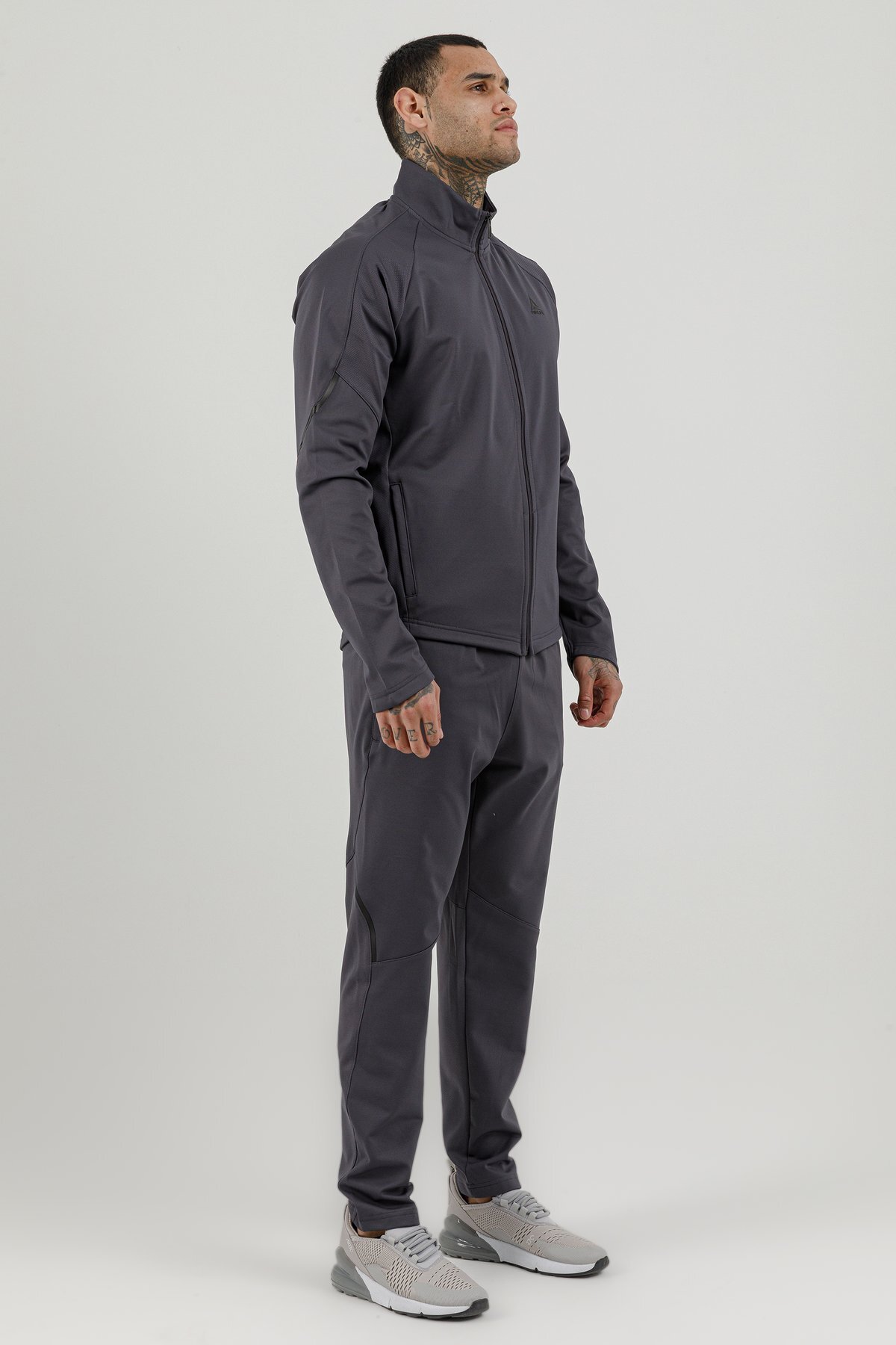 Tam Boy Fermuarlı Erkek Dik Yaka Sweatshirt - 180007-M.02