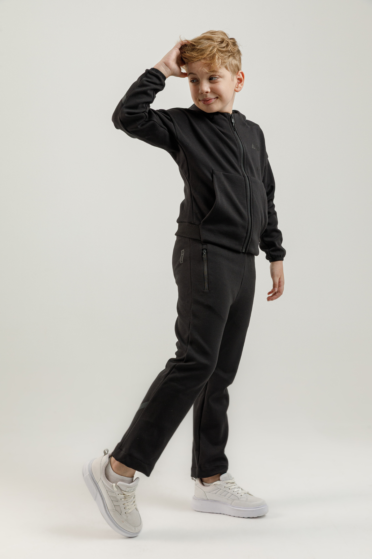 Tam Boy Fermuarlı Genç Çocuk Kapüşonlu Sweatshirt - 180012-U.01