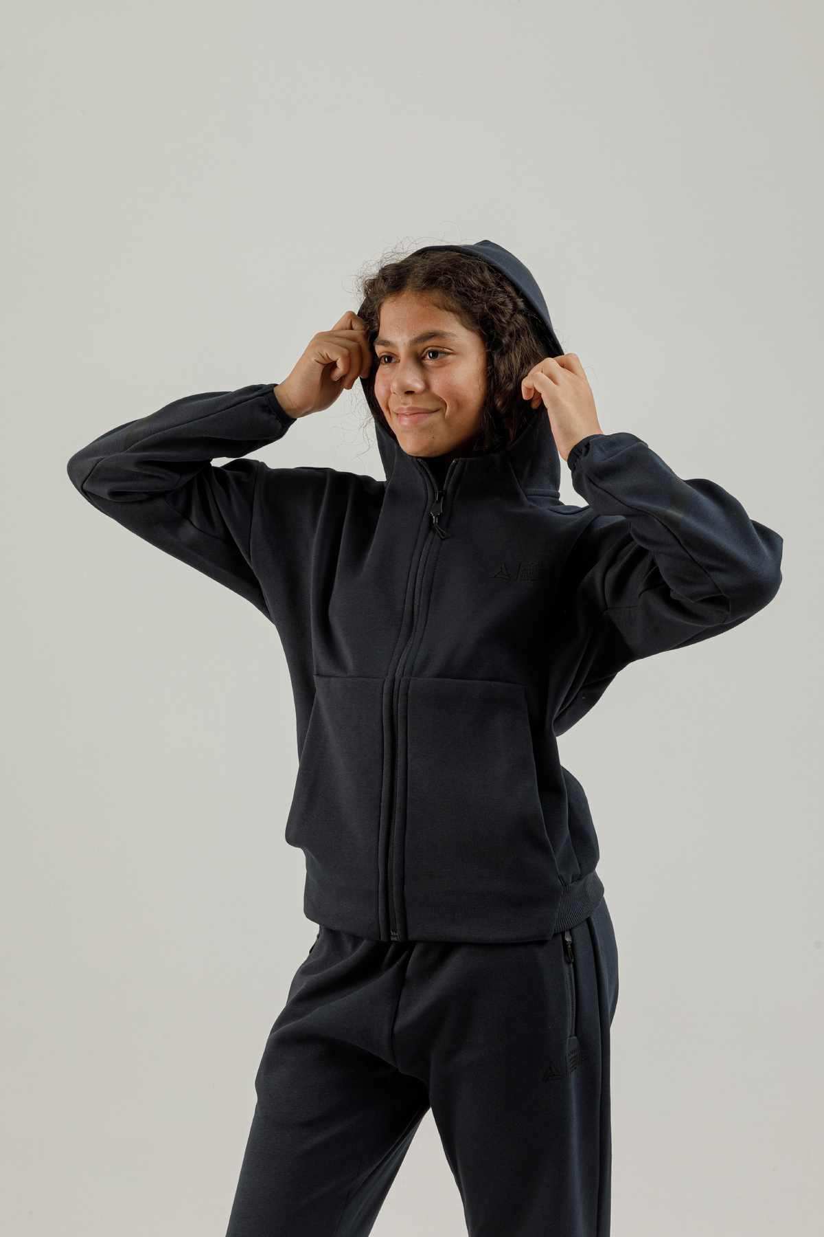 Tam Boy Fermuarlı Genç Çocuk Kapüşonlu Sweatshirt - 180012-U.01