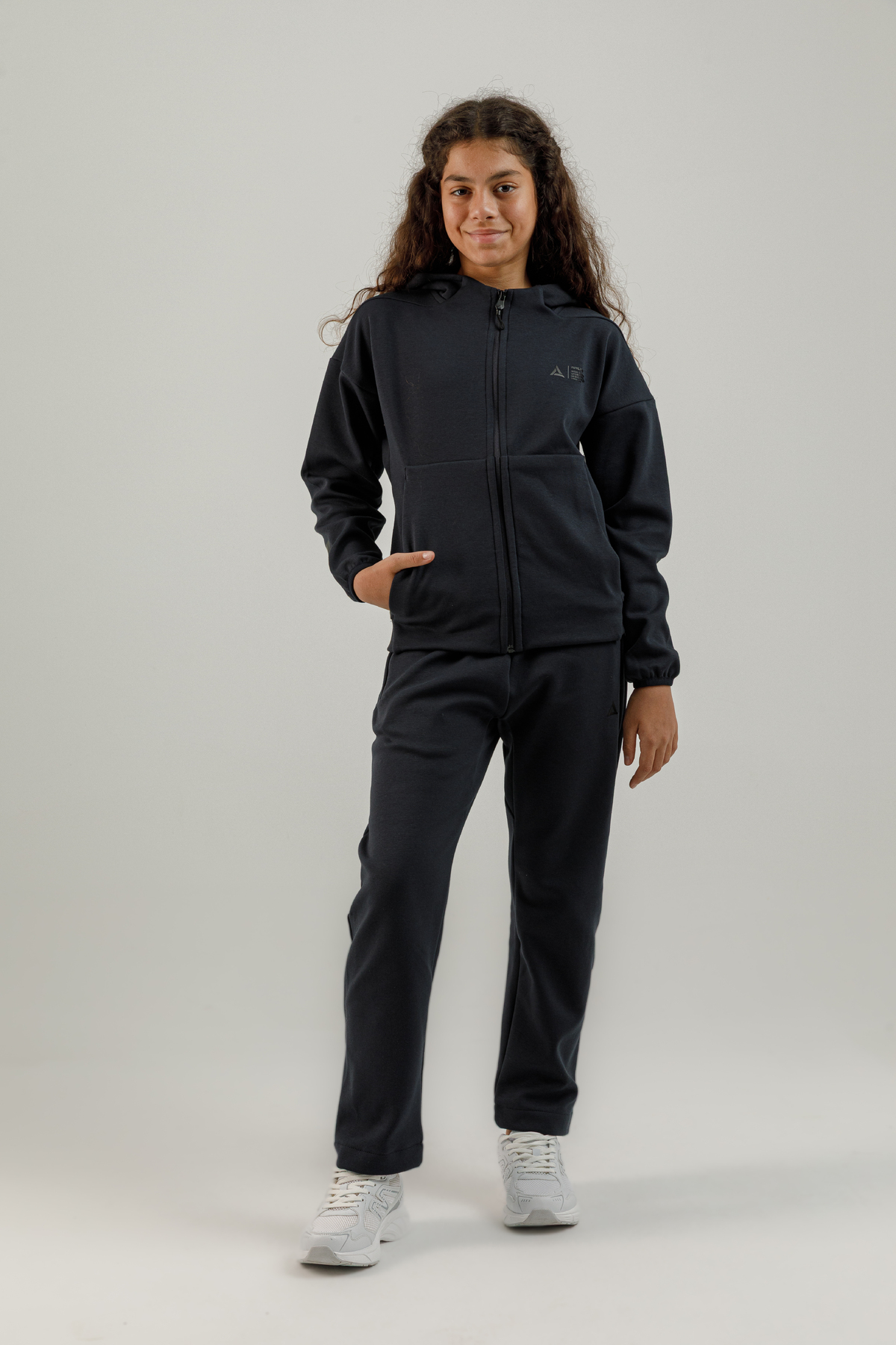 Tam Boy Fermuarlı Genç Çocuk Kapüşonlu Sweatshirt - 180012-U.01