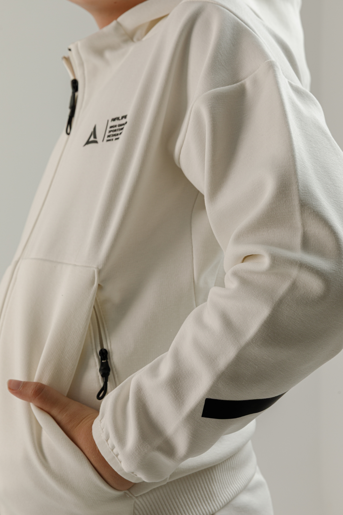 Tam Boy Fermuarlı Genç Çocuk Kapüşonlu Sweatshirt - 180012-U.01