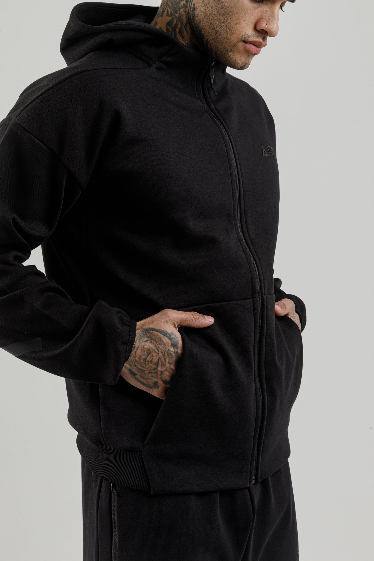 Tam Boy Fermuarlı Erkek Kapüşonlu Sweatshirt - 180010-M.02