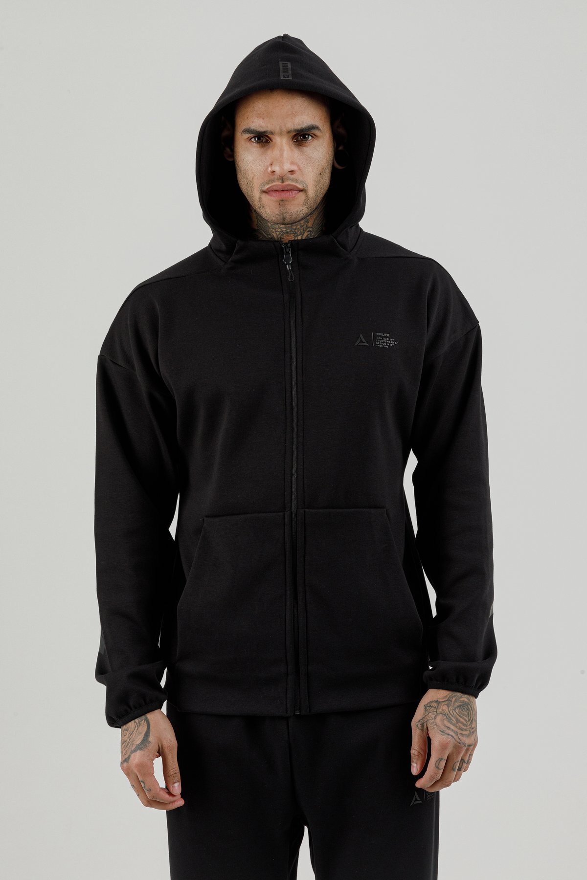 Tam Boy Fermuarlı Erkek Kapüşonlu Sweatshirt - 180010-M.02
