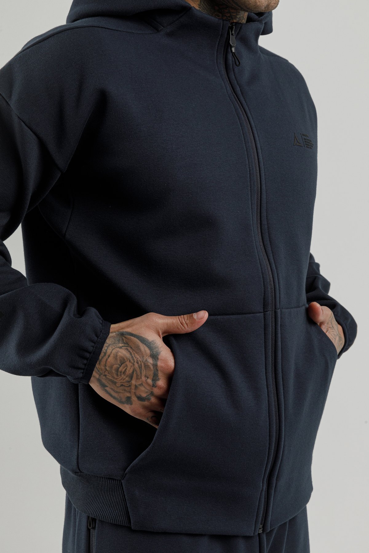 Tam Boy Fermuarlı Erkek Kapüşonlu Sweatshirt - 180010-M.02