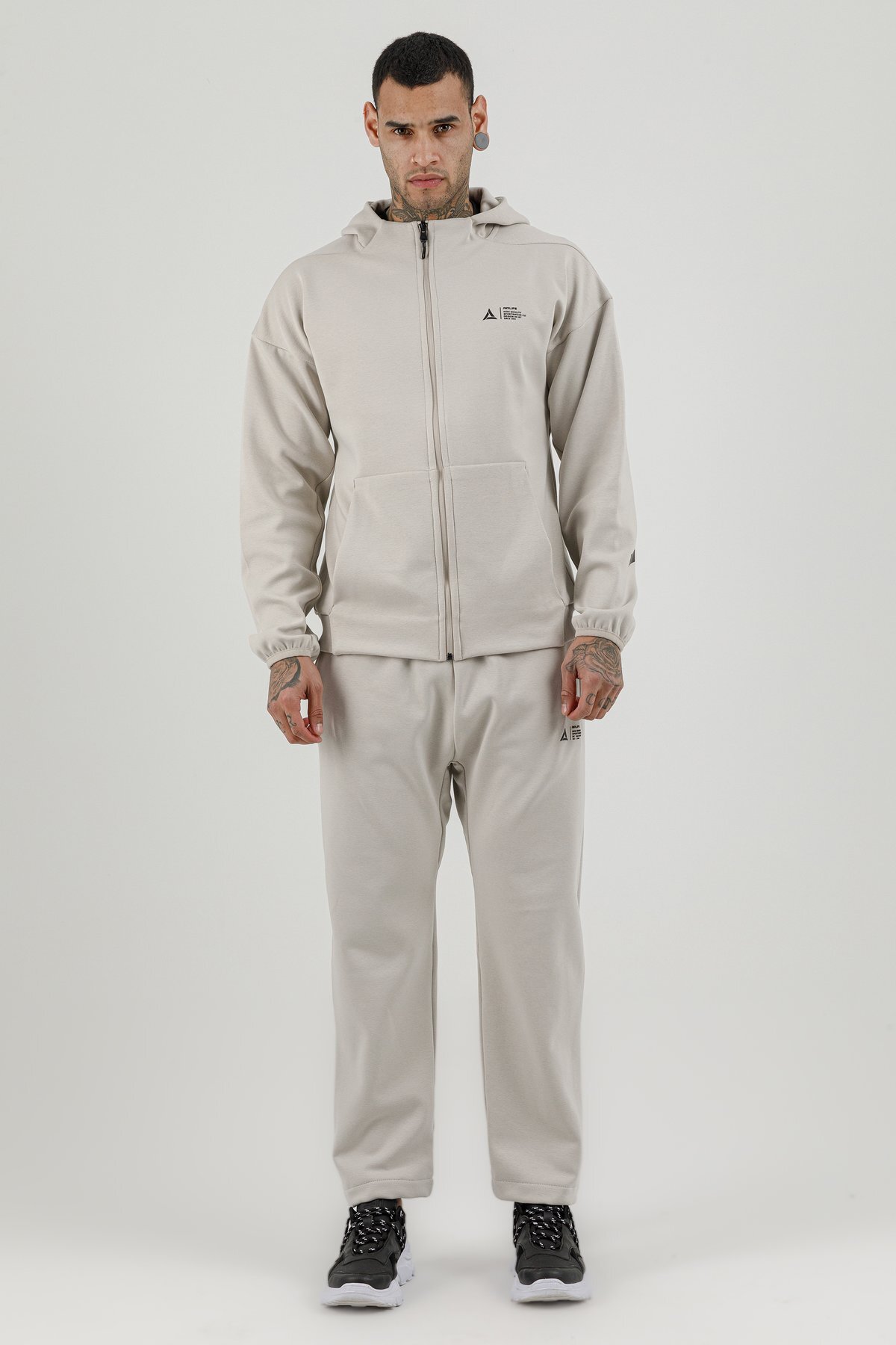 Tam Boy Fermuarlı Erkek Kapüşonlu Sweatshirt - 180010-M.02