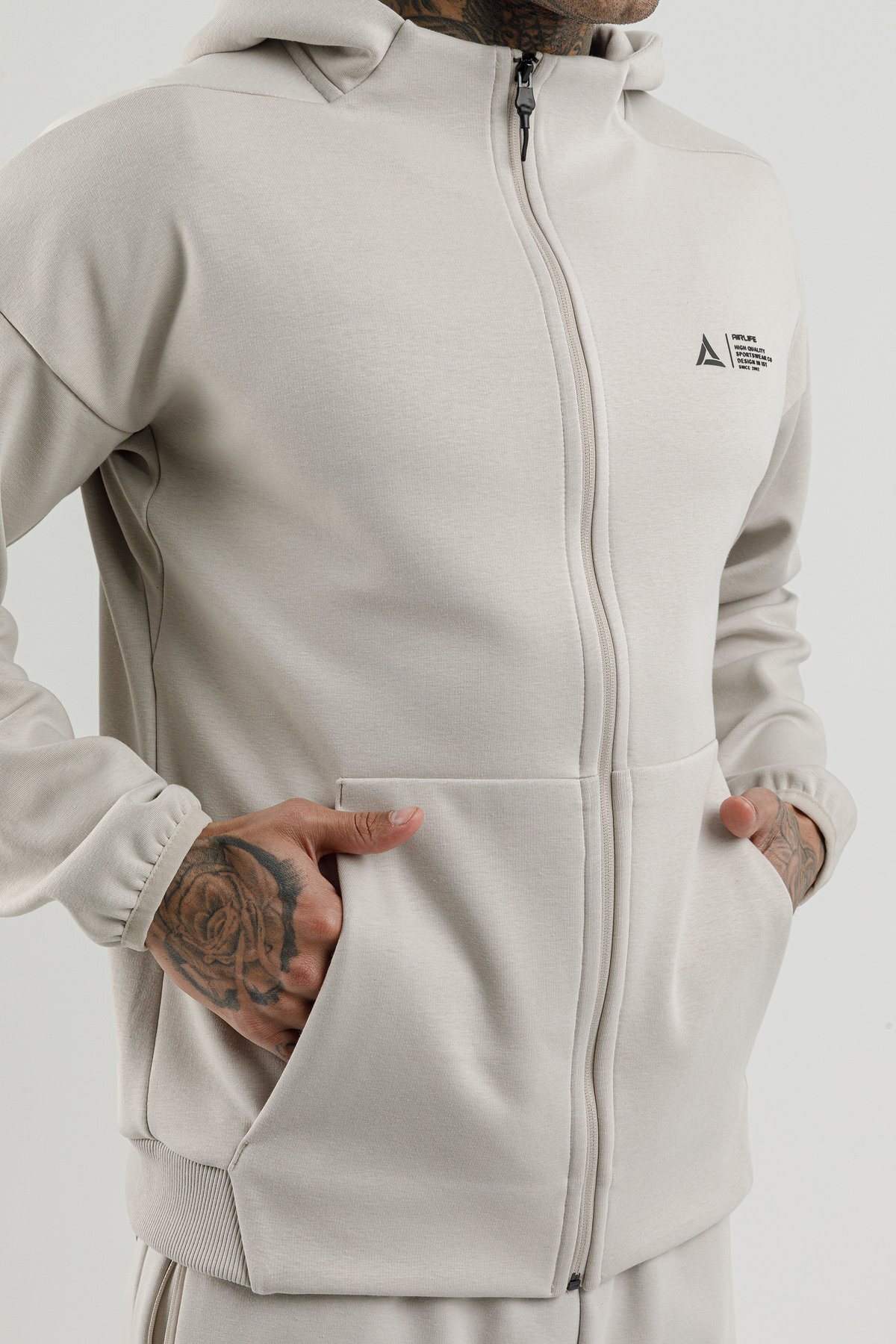 Tam Boy Fermuarlı Erkek Kapüşonlu Sweatshirt - 180010-M.02