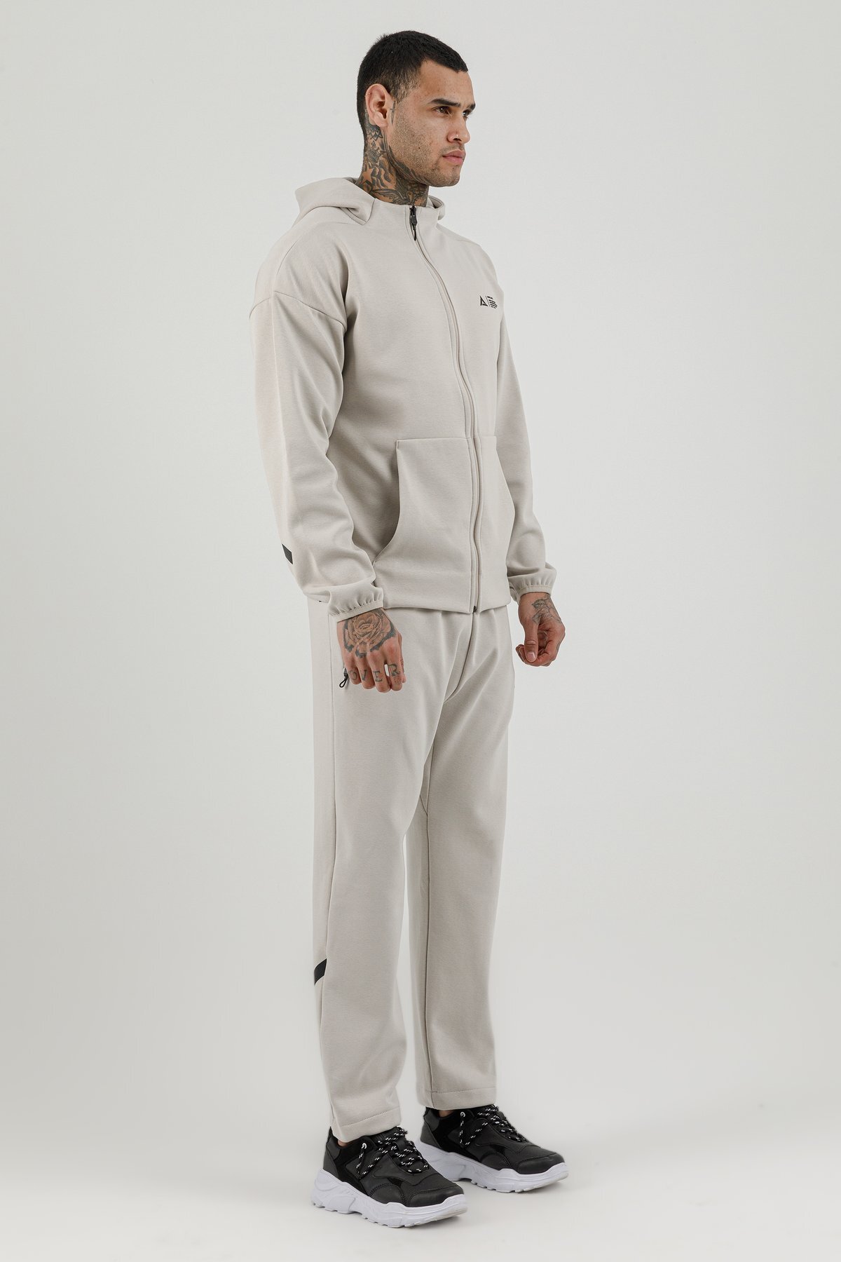 Tam Boy Fermuarlı Erkek Kapüşonlu Sweatshirt - 180010-M.02
