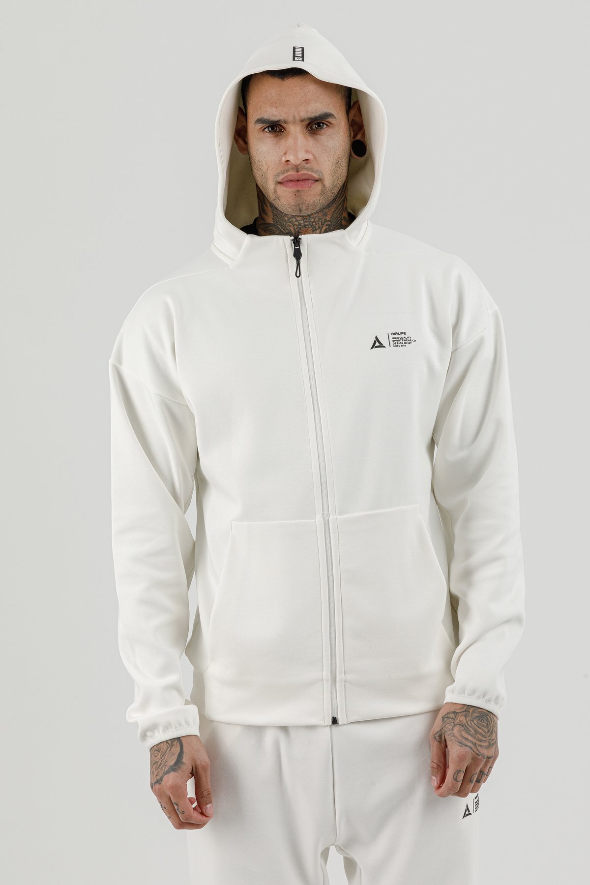 Tam Boy Fermuarlı Erkek Kapüşonlu Sweatshirt - 180010-M.02