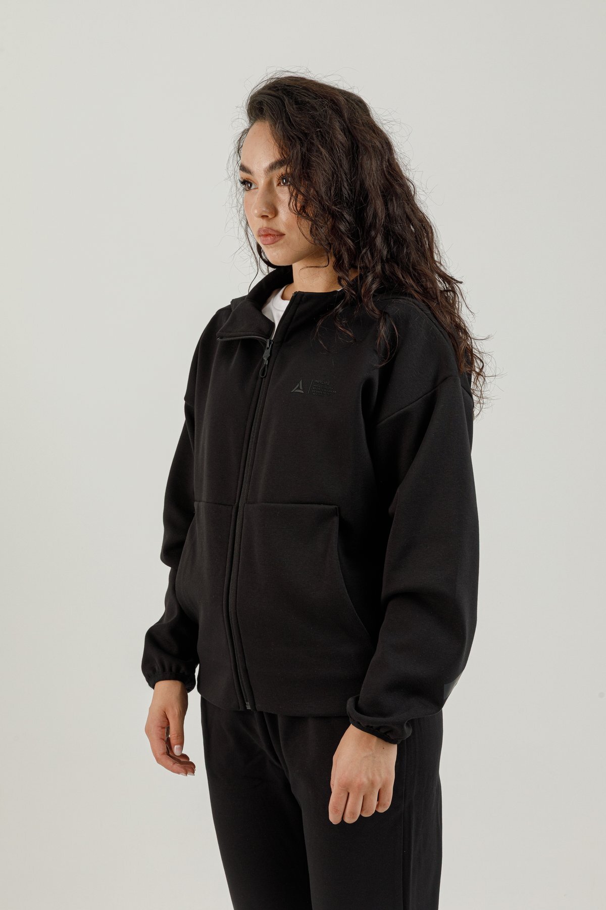 Tam Boy Fermuarlı Kadın Kapüşonlu Sweatshirt - 180015-W.02