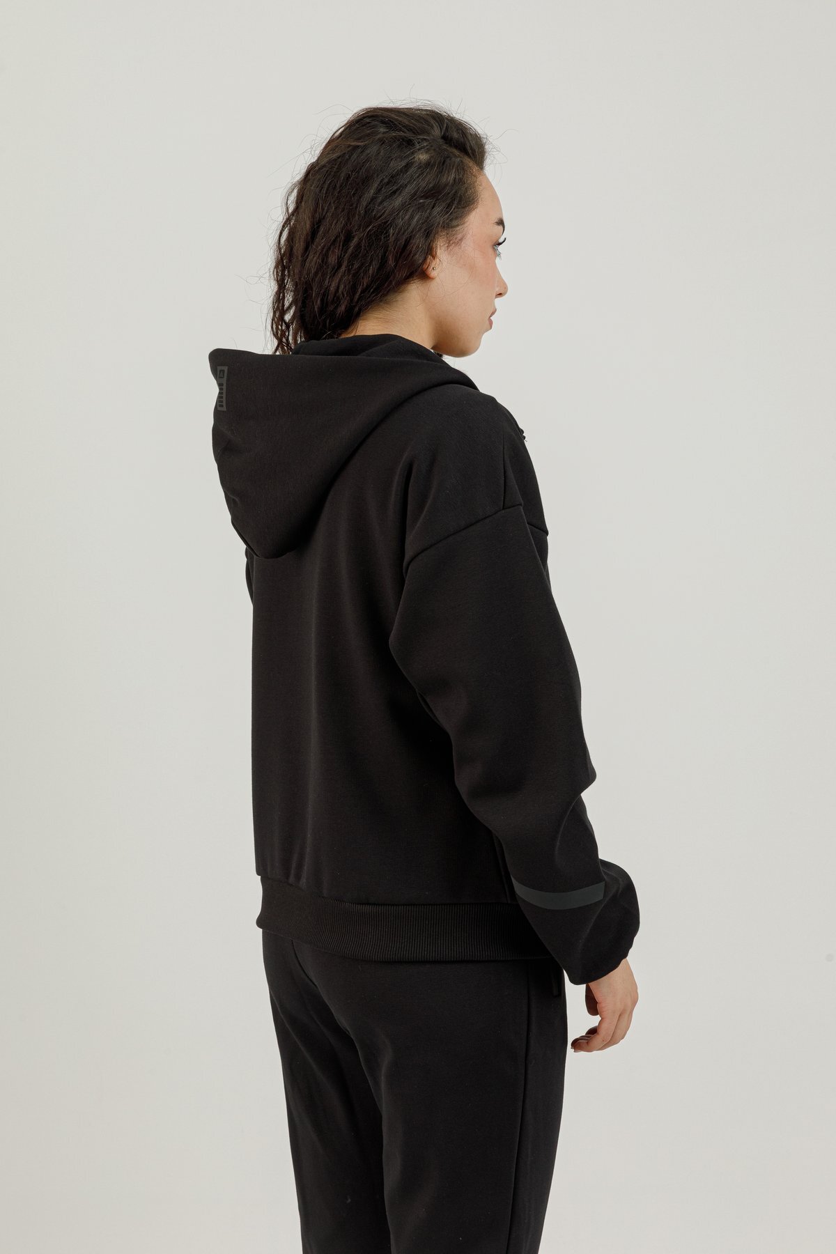 Tam Boy Fermuarlı Kadın Kapüşonlu Sweatshirt - 180015-W.02