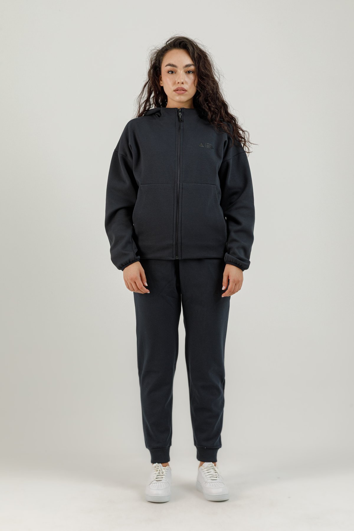 Tam Boy Fermuarlı Kadın Kapüşonlu Sweatshirt - 180015-W.02