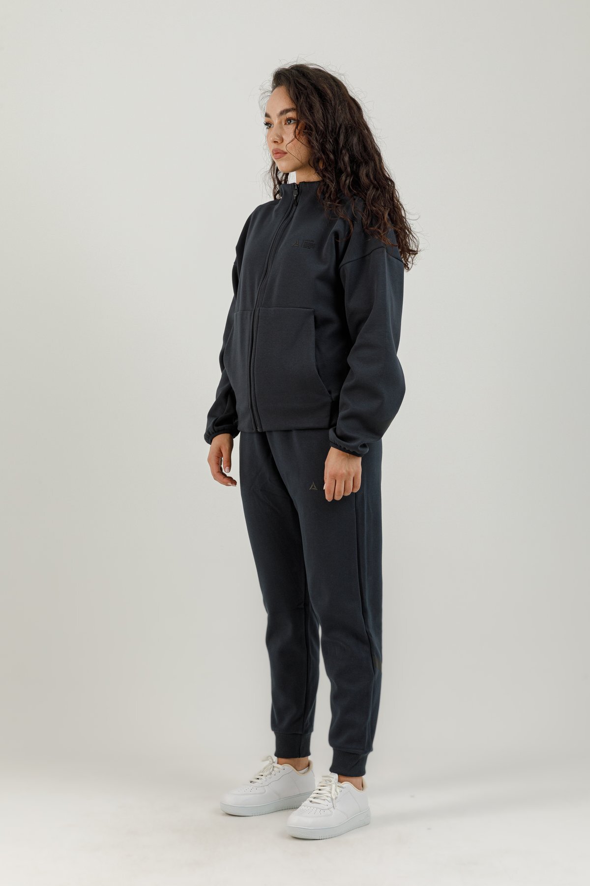 Tam Boy Fermuarlı Kadın Kapüşonlu Sweatshirt - 180015-W.02