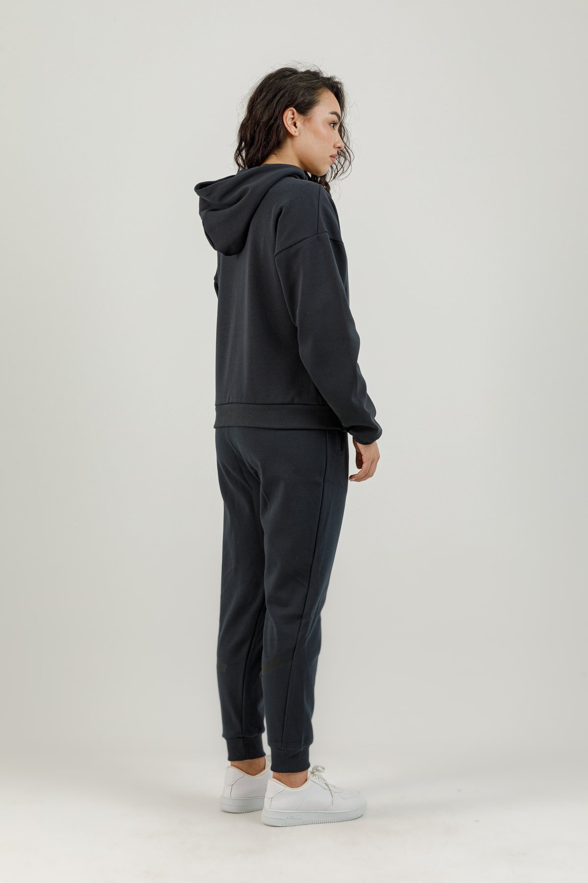 Tam Boy Fermuarlı Kadın Kapüşonlu Sweatshirt - 180015-W.02