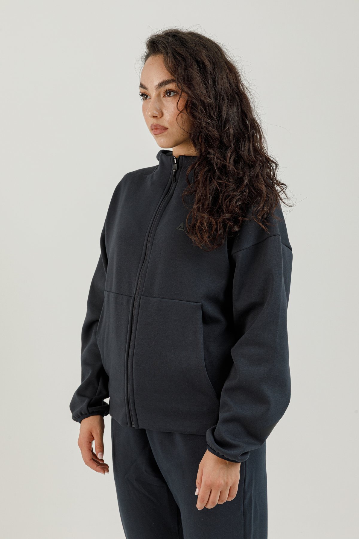 Tam Boy Fermuarlı Kadın Kapüşonlu Sweatshirt - 180015-W.02
