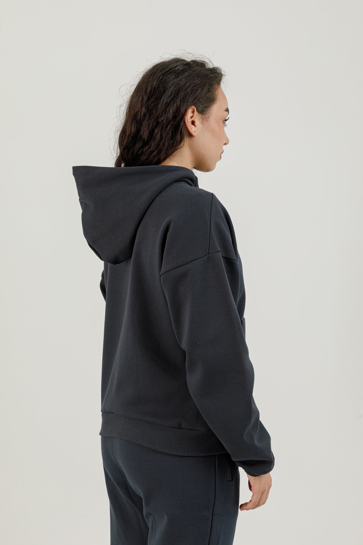 Tam Boy Fermuarlı Kadın Kapüşonlu Sweatshirt - 180015-W.02