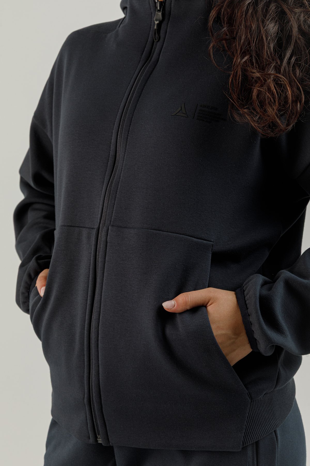 Tam Boy Fermuarlı Kadın Kapüşonlu Sweatshirt - 180015-W.02