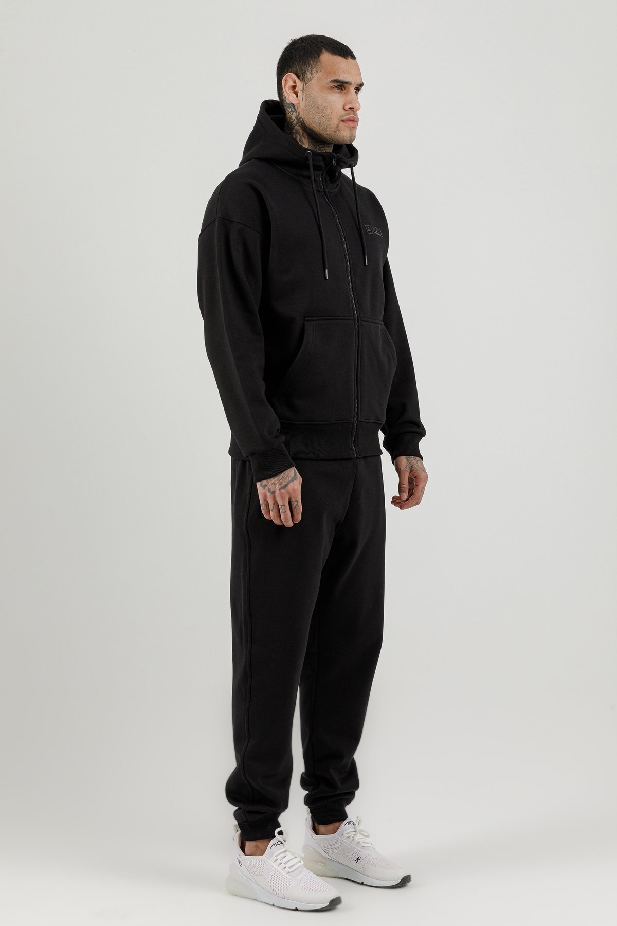 Tam Boy Fermuarlı Kanguru Cepli Erkek Kapüşonlu Sweatshirt - 180019-M.02