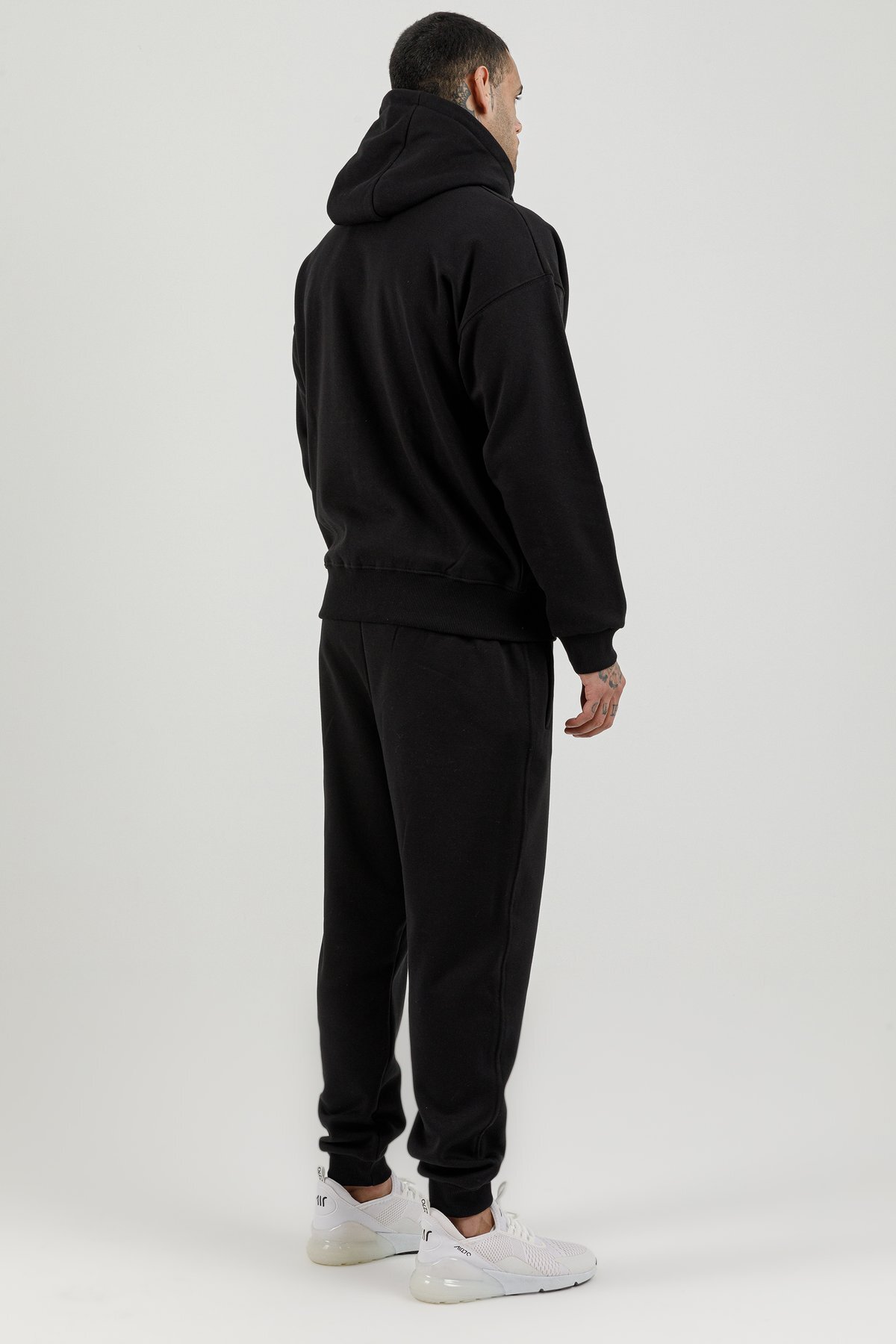 Tam Boy Fermuarlı Kanguru Cepli Erkek Kapüşonlu Sweatshirt - 180019-M.02