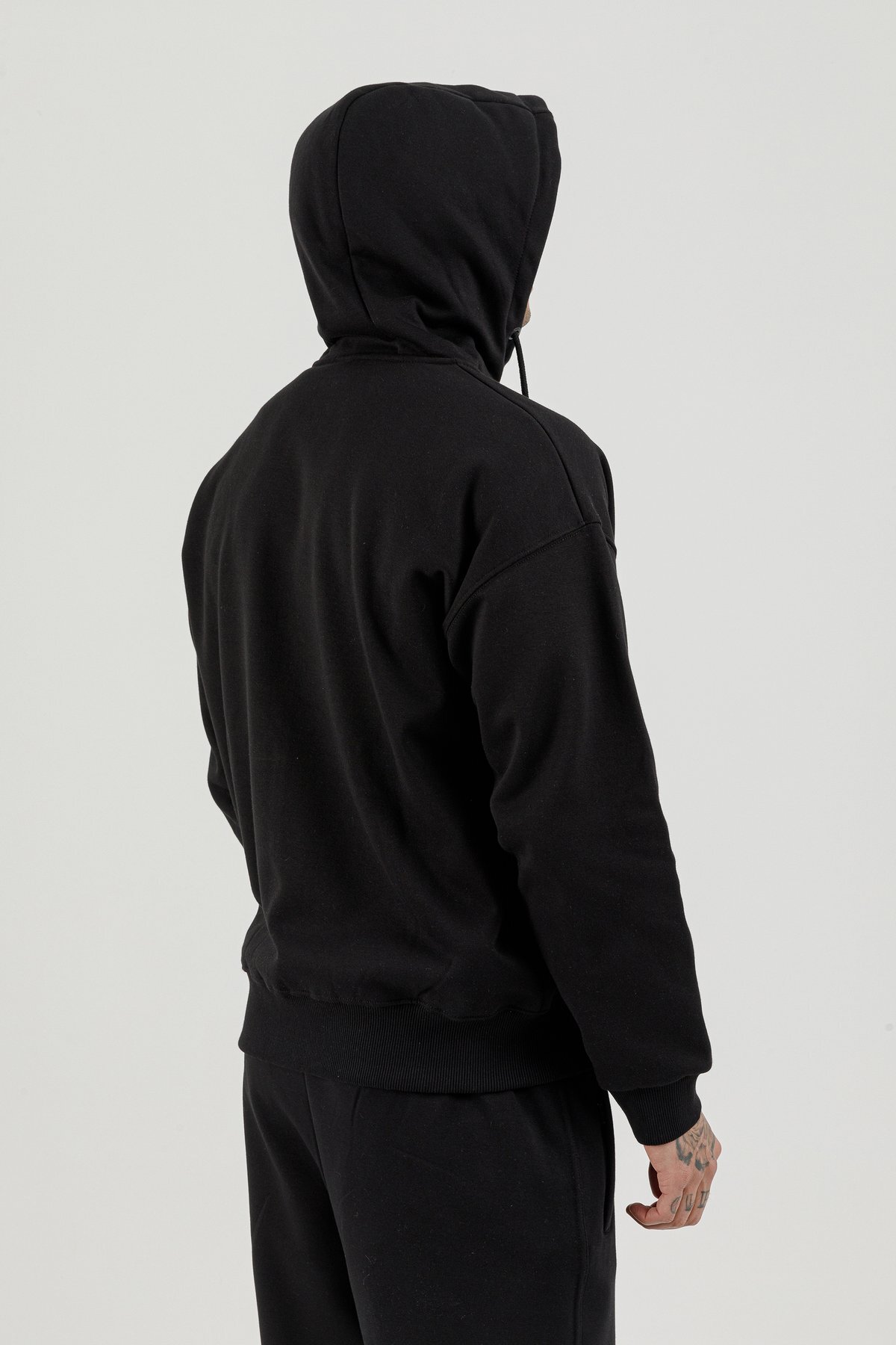 Tam Boy Fermuarlı Kanguru Cepli Erkek Kapüşonlu Sweatshirt - 180019-M.02