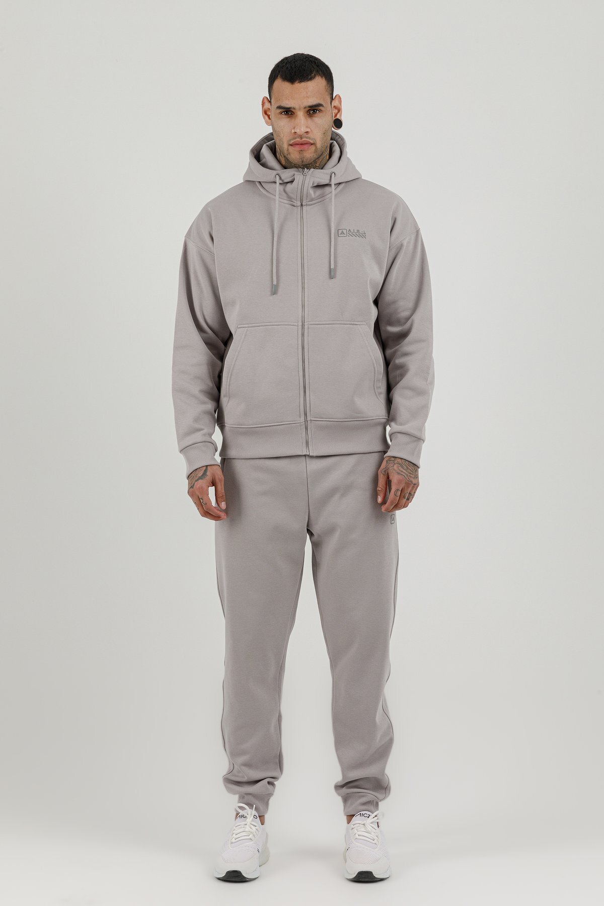 Tam Boy Fermuarlı Kanguru Cepli Erkek Kapüşonlu Sweatshirt - 180019-M.02
