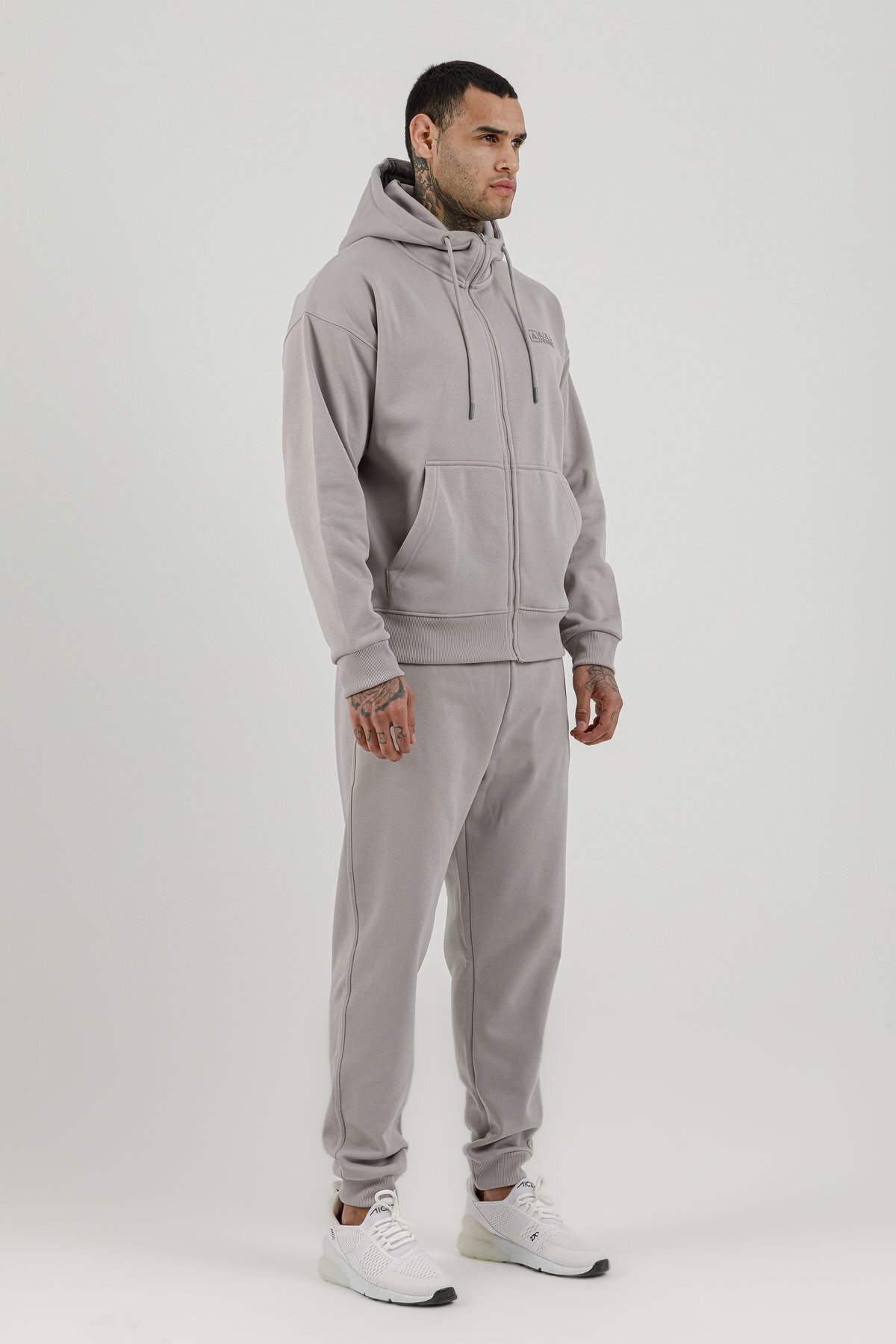 Tam Boy Fermuarlı Kanguru Cepli Erkek Kapüşonlu Sweatshirt - 180019-M.02