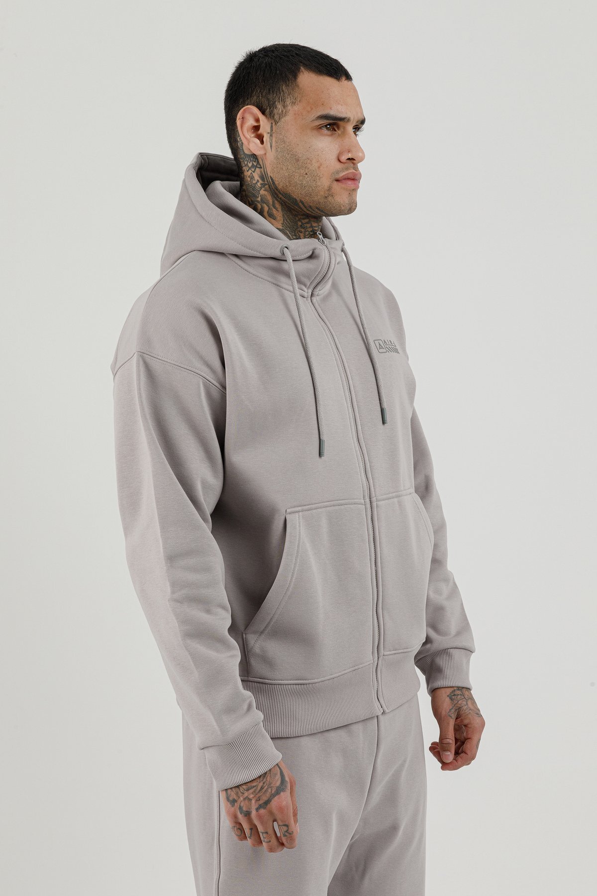 Tam Boy Fermuarlı Kanguru Cepli Erkek Kapüşonlu Sweatshirt - 180019-M.02